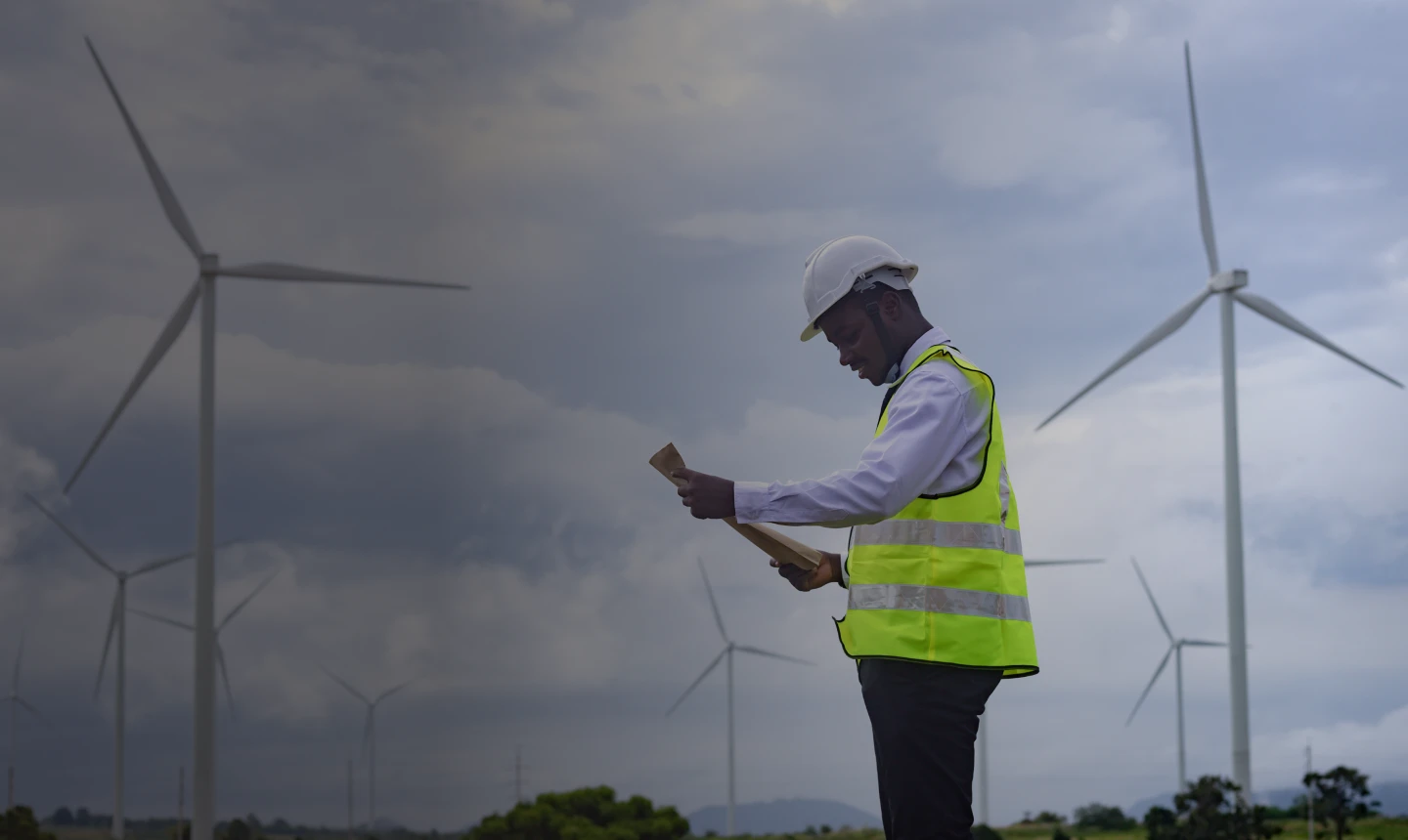 Engineer in wind farm